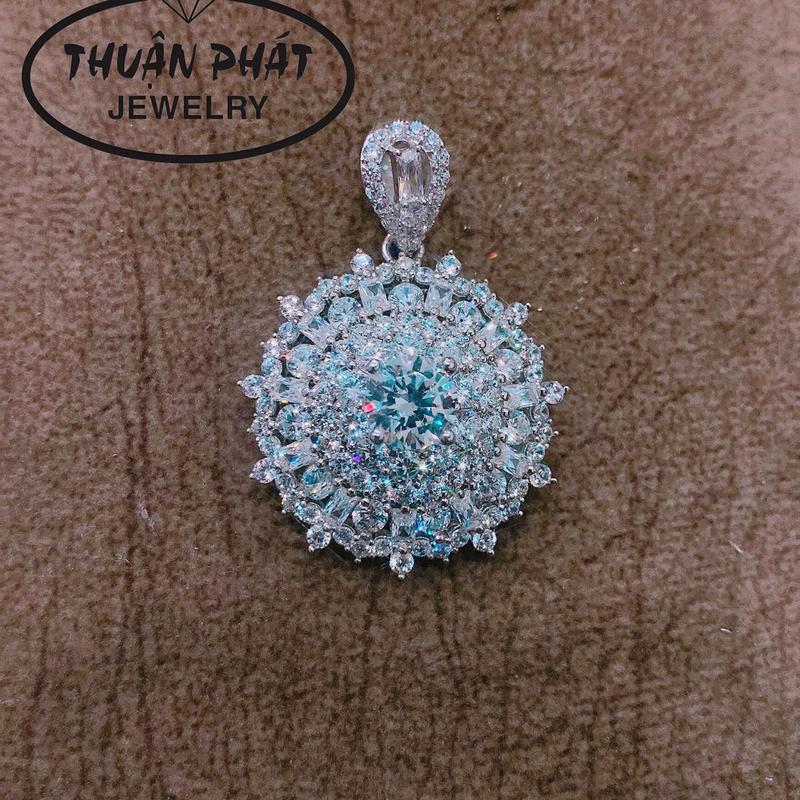 Phụ Kiện Mặt Dây Chuyền M0101 Hoa Mai Viên Chủ 7li Cz Đeo Cổ Sang Trọng Trang Sức Bạc Ý Xi Kim - Bạc Thuận Phát Women