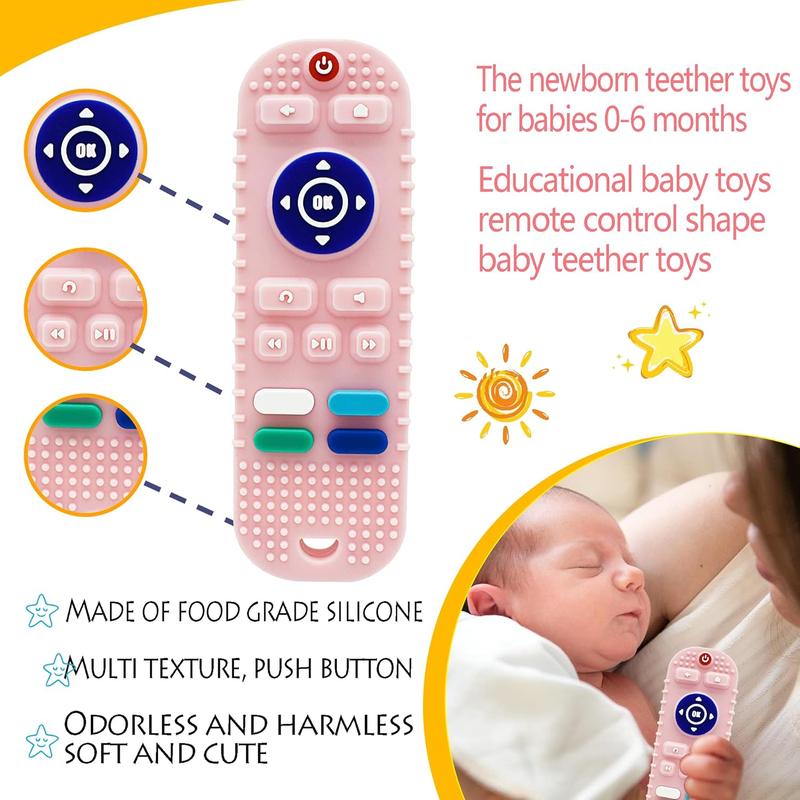 Product Introduction of New remote control baby teether, baby food grade silicone teether, anti-eating hand grinding baby teether pacifier  teeth 2