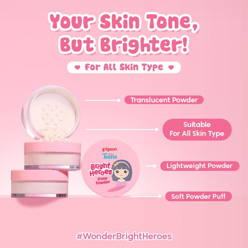 PIGEON TEENS - Loose Powder Bedak Tabur Bedak Remaja Squalane|Acne Ranger|Bright Heroes 7
