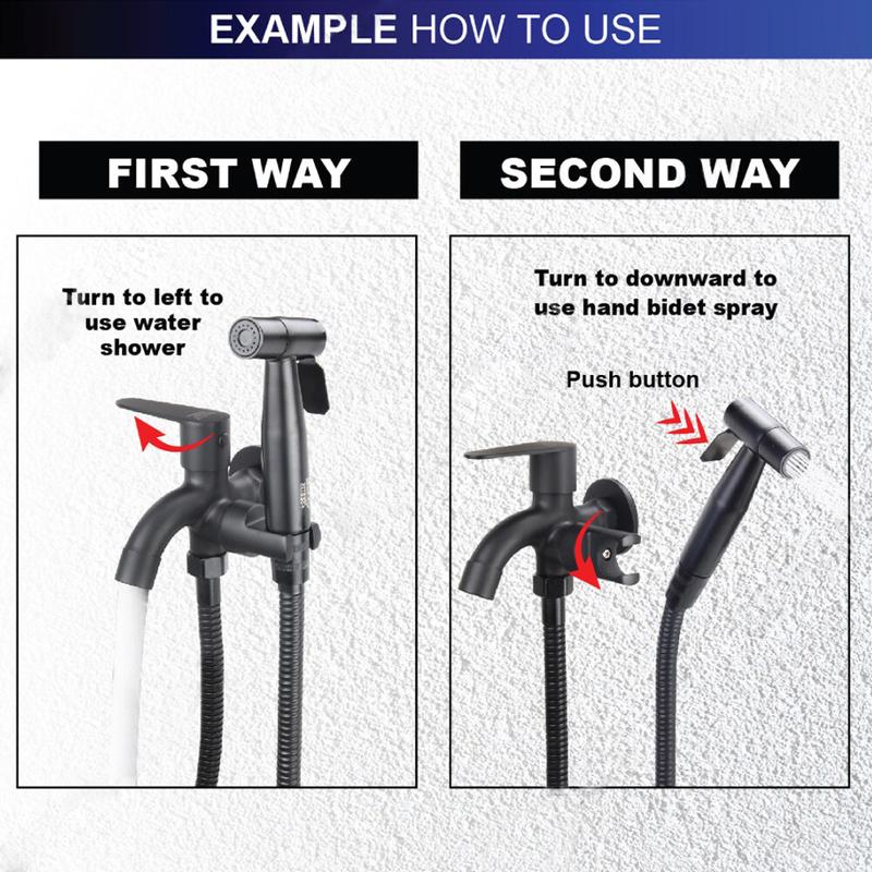 Product Introduction of bidet spray set Stainless steel hand bidet two way tap faucet bathroom faucet toilet hose paip toilet pipe water tap bathroom 1