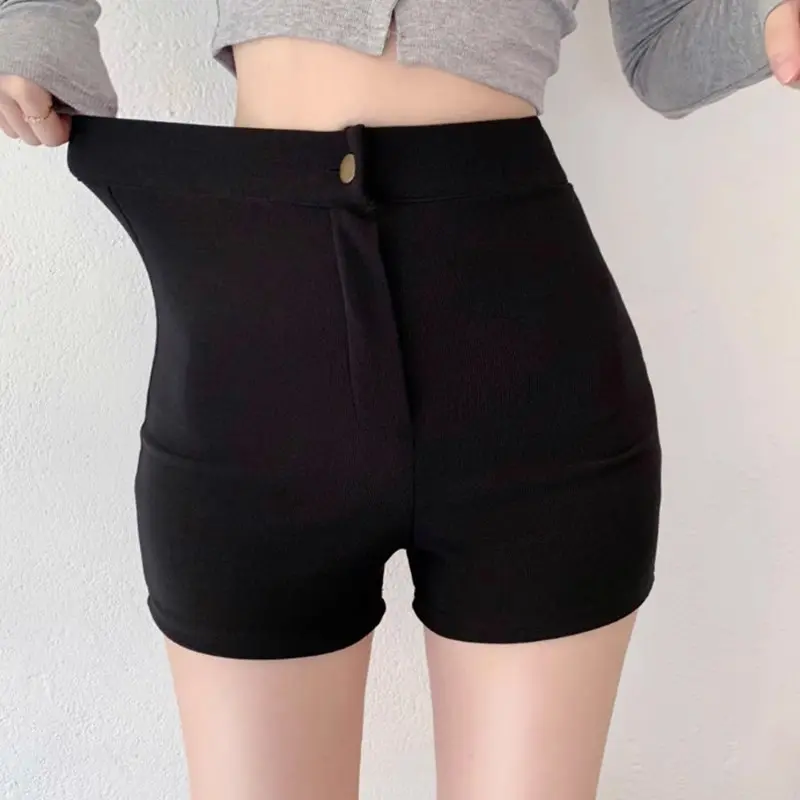 Quần sooc cạp cao nữ lưng cao tôn dáng 2 túi sau chất vải mềm mịn quần đùi hack dáng 2 màu trắng- đen  Amei.stD MS005 4