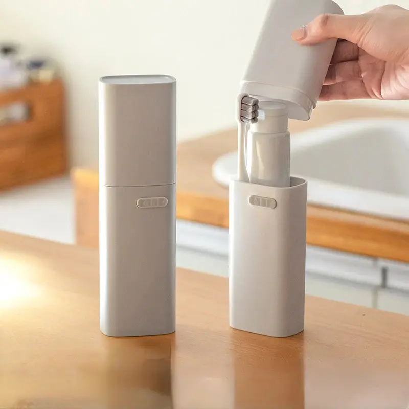 Portable Travel Toothbrush Holder with Lid, Plastic Storage Box, School, Camping, Bathroom Accessories Organiser