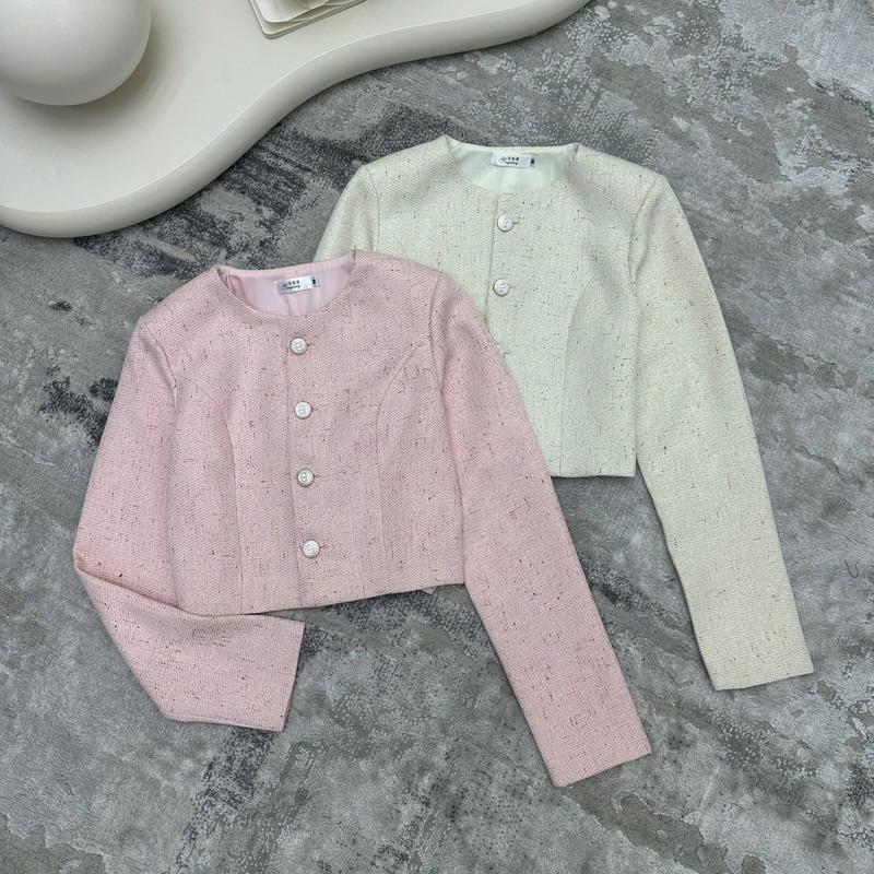 (TẶNG KÈM NƠ ) Áo Khoác Dạ Tweed Nữ Cao Cấp 4 Cúc, Áo Dạ 2 Lớp Dáng Ngắn Tay Dài Cao Cấp Dành Cho Nữ 1