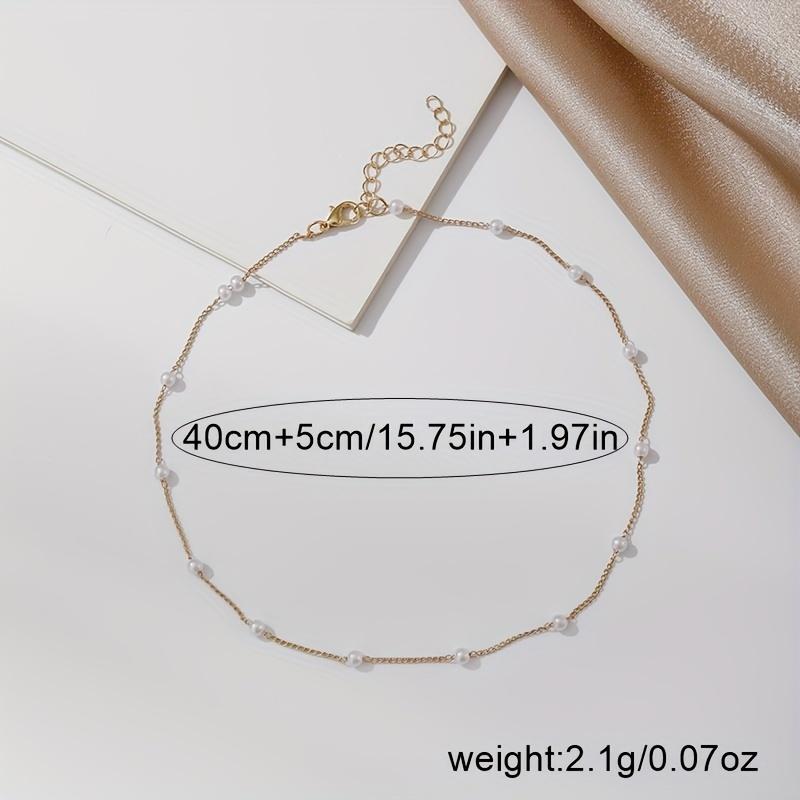 [1pc Simple Pearl Short Necklace] 1pc Simple Vacation Design Imitation Pearl Short Necklace For Women With A Neck Sticker 3