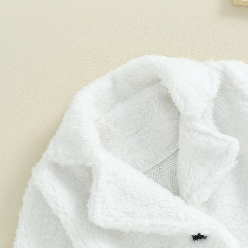 Product Introduction of Kids Girls Winter Coat, Solid Color Long Sleeve Lapel Plush Jacket Double Breasted A-Line Outwear 35