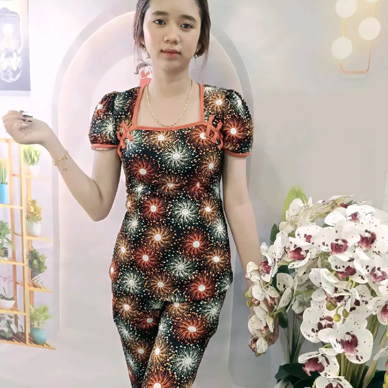 (Mã tặng quà)Đồ bộ thun aty cổ tàu quần dài ống ôm size 40kg-70kg 1