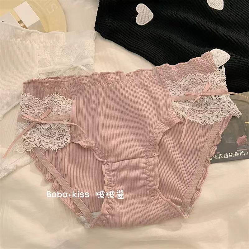 Đồ Lót Bé Gái, Chất Liệu Cotton Nguyên Chất, Thiết Kế Nơ Ren Tinh Khiết, Quần Đùi Tam Giác Lụa Lạnh Cạp Thấp Gợi Cảm, Mông Nâng, Được Làm Bằng Cotton 5