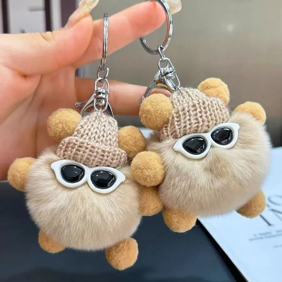 Imitate Rex Rabbit Fur Little Briquette Elf Car Key Ring During Ins Online Influencer cute Plush Doll Bag Charm