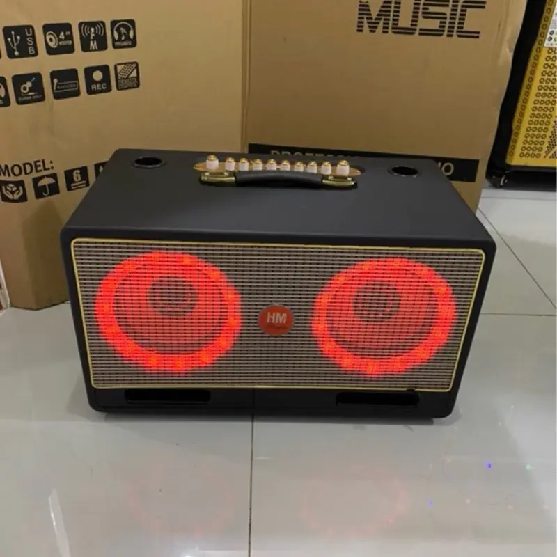 Loa xách tay 2 bass 20-6 đường tiếng có đèn nháy theo nhạc K18 Echo Delay Reverb 1