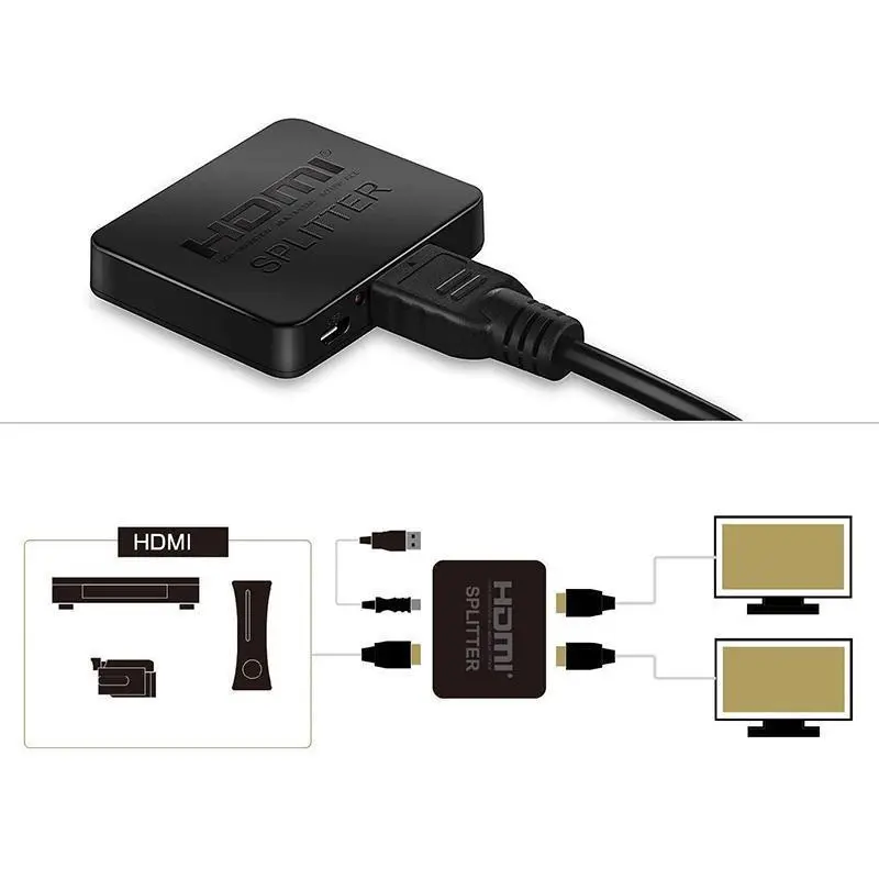 Bộ Chia HDMI, 1 Vào 2 Ra, Bộ Chia 3D HDMI 4K, Cho Màn Hình Kép, Bộ Chia HDMI 2 Cổng Tốc Độ Cao, Bộ Chia Bộ Khuếch Đại HDMI Full HD, Tương Thích Với Xbox, PS4, PS3, DVD, HDTV Phụ Kiện Nghe Nhạc 4