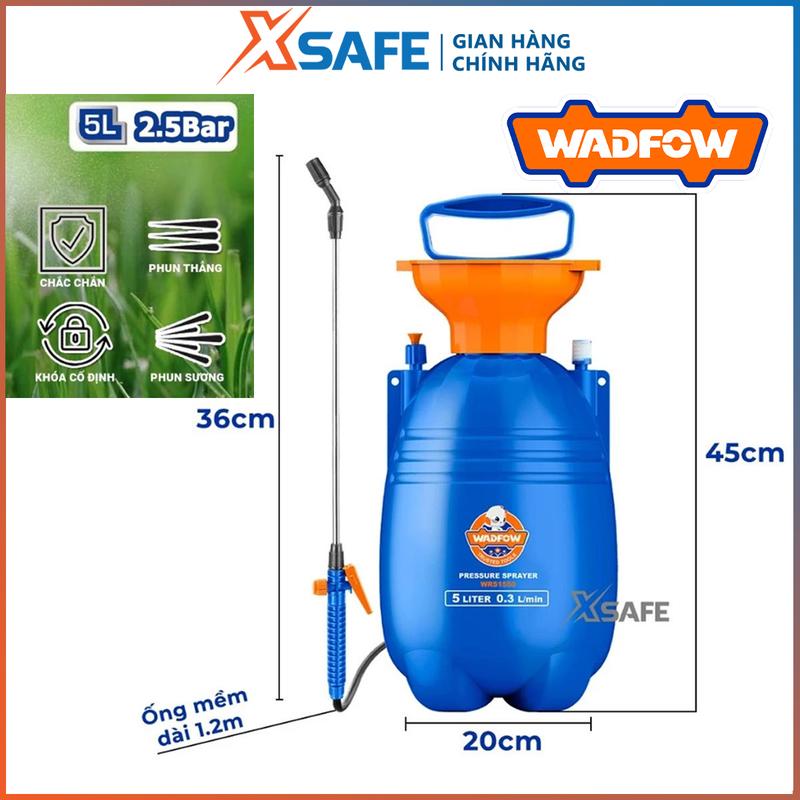 Bình xịt tưới cây mini WADFOW 5 Lít, bình phun nước tia thằng, phun sương, van xả an toàn, cần bơm nhôm, kèm quai đeo