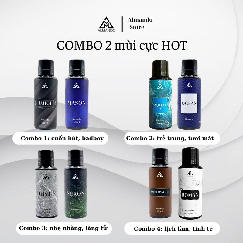 [ MUA 2 TẶNG 1 ] Body Mist Nam Almando , Combo 2 lọ Xịt Thơm Khử Mùi Toàn Thân Nước Hoa Chính Hãng 150ml ( chai ) Phù Hợp Đi Học , Đi Làm , Đi Chơi Hẹn Hò Bodymist Perfume Cosmetic Mỹ Phẩm