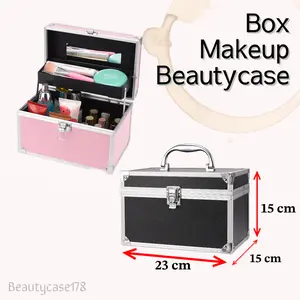 B188 - NEW ARRIVAL BOX MAKEUP / MAKEUP BOX / 23x15x15CM / TEMPAT PERHIASAN Hitam Kulit