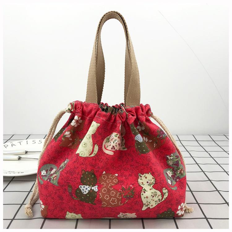 Product Introduction of Japanese Cute Bento Bag Handbag Canvas Lunch Box Bag Lunch Bag with Rice Bag Portable Bento Bag Drawstring Bag 9