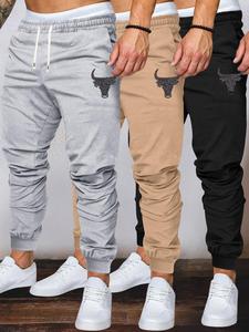 Men's Bull Head Print Drawstring Waist Sweatpants, Regular Fit Casual Comfy Pocket Jogger Pants for Daily Wear, Men's Bottoms for All Seasons