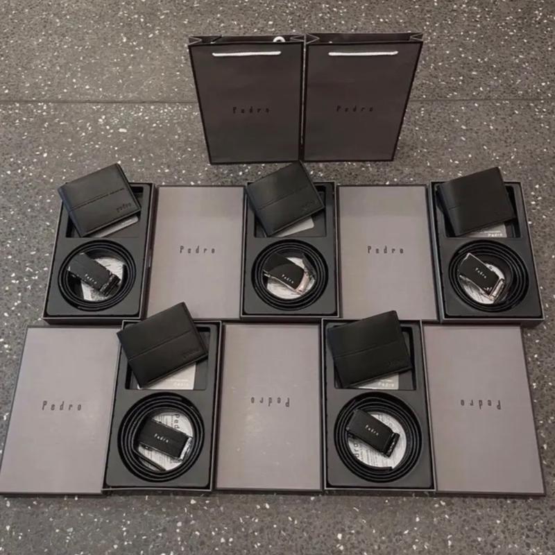 [Fullbox+Túi giấy] Combo ví da và thắt lưng nam, giao mẫu ngẫu nhiên Wallet Chữ Nhật