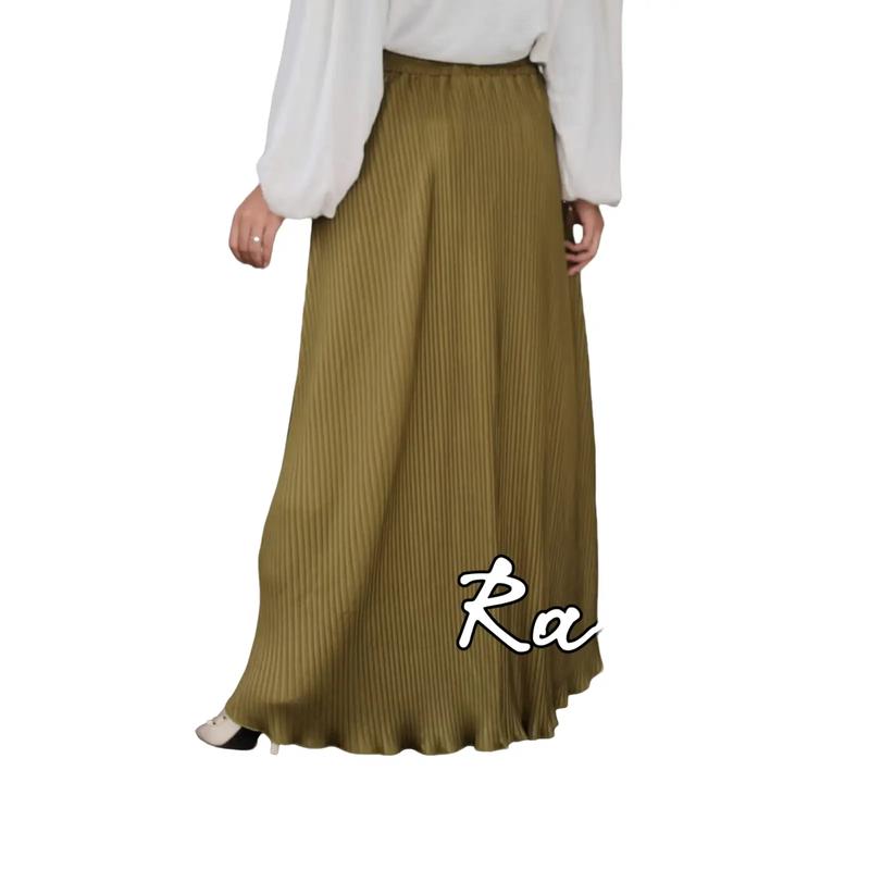 RANIA Rok Plisket Jumbo Lingkar Pinggang LP 80 - 150 cm Pj 105 - 109 cm cukup TB 170 - 175 cm Bahan Melar Adem Nggak Newarang Karet Muslim Rok Panjang Wanita Dewasa 0