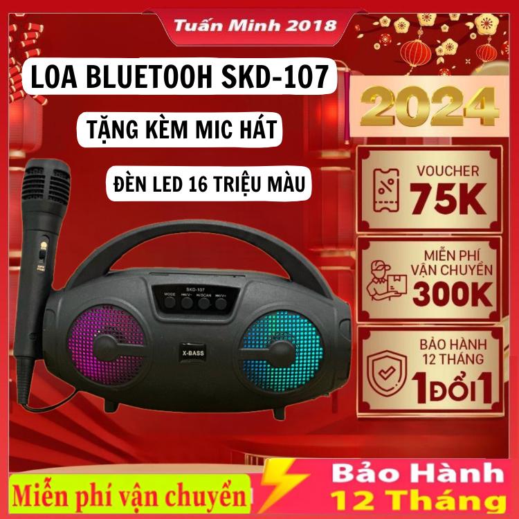 Loa Bluetooth Hát Karaoke SKD -107 / 106 Tặng Kèm Mic Nghe Nhạc Cực Đã Âm Bass Cực Mạnh Loa Bluetooth Mini , Bảo Hành 12 Tháng