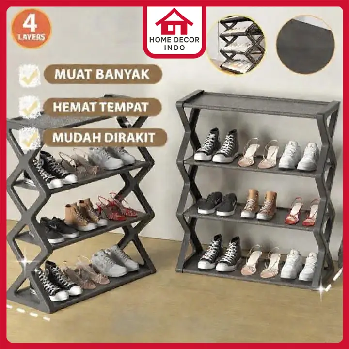Paus Biru - Rak Sepatu 4/5 Susun Portable Minimalis Serbaguna untuk Sepatu & Sandal | Kokoh dan Awet