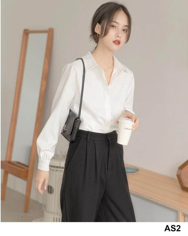Áo Sơ Mi Trắng Nữ Công Sở Chất Vải Cotton Không Nhăn, Form Suông [AS2] 4