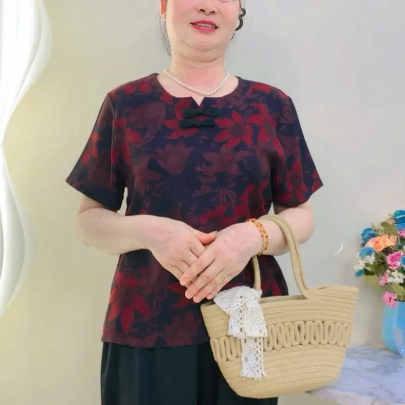 Bộ đồ trung niên, Đồ bộ mặc nhà,  b32 Loudra shop (jolle) bộ tặng mẹ  quần dài áo cộc hàng lụa MANGO mềm mịn, mát Kem Top 3