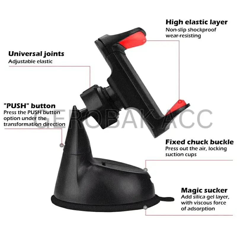 CAR HOLDER DASHBOARD CZ-63429 HOLDER HP MOBIL STAND PHONE HOLDER DASHBOARD UNIVERSAL / HOLDER HP TEMPEL KACA MOBIL GEROBAK ACC 2