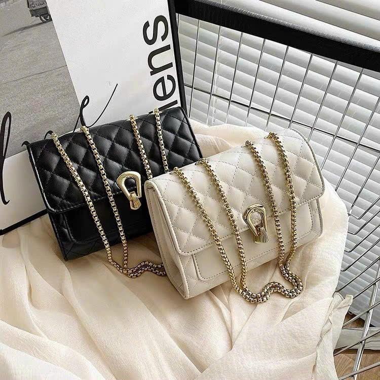 Túi Xách Nữ Khoá Giọt Lệ - Da Pu, hoạ tiết thêu trám, phong cách nữ basic Hàn Quốc trẻ trung thanh lịch. KT:D20;C15;R7(cm) KL:300g Bag Đeo Vai Kem Tim Nhung Lady Tote