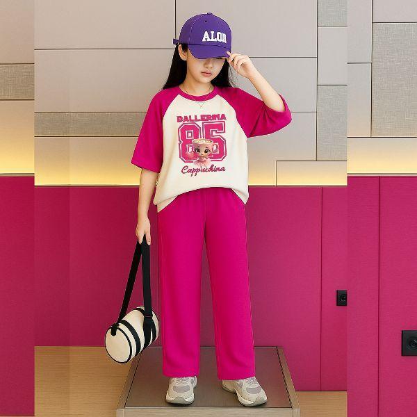 Setelan Baju Anak Perempuan Motif Ballerina 85 Outfit Set Celana Panjang Usia 3-12 Tahun