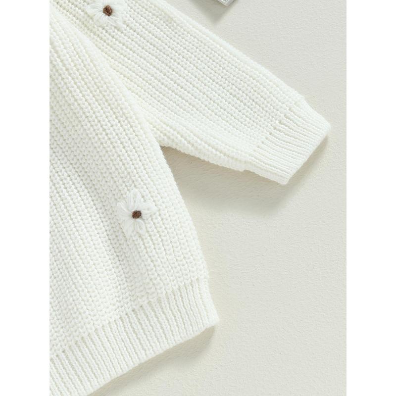 Baby Girl Sweater, Long Sleeve Crew Neck Flower Warm Knit Pullover 8