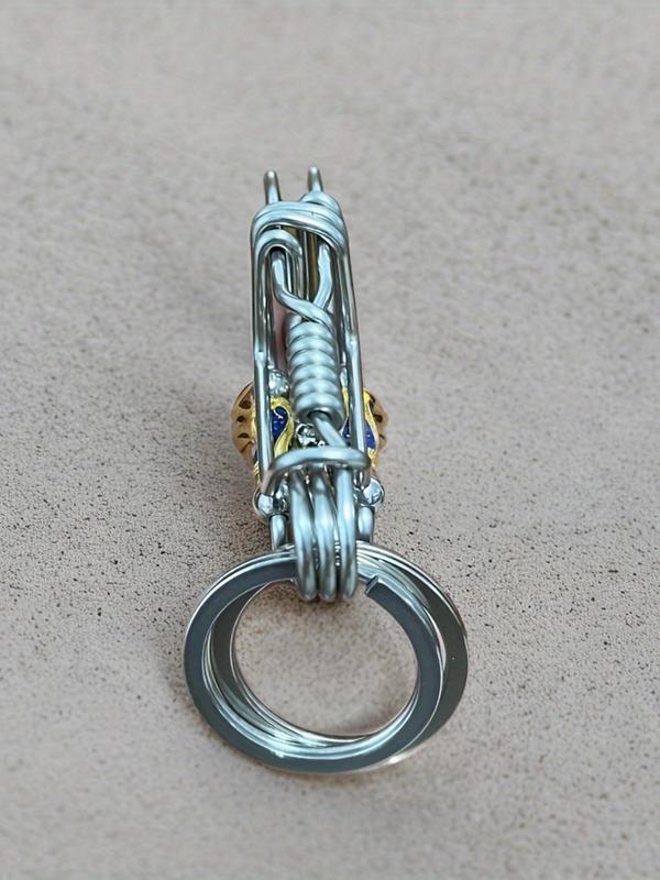 Skull Head Design Keychain, Street Style Steel Wire Keychain for Men, Fashion Accessories for Daily Use As Halloween Gift 4