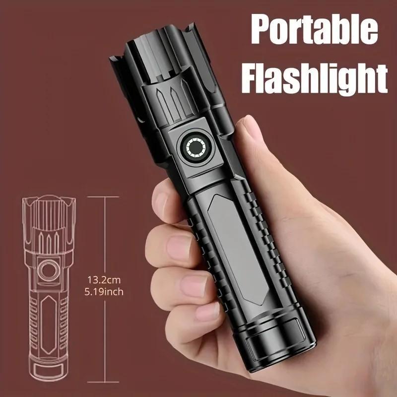 Product Introduction of USB Rechargeable LED Flashlight, Portable Zoom Flashlight, Outdoor Camping Hiking Emergency Light, Multifunctional LED Flashlight for Outdoor 1