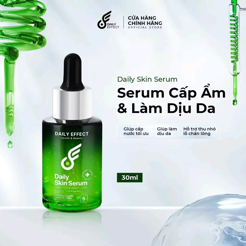 [ CAM KẾT GỬI ĐÚNG HÀNG + TẶNG MẶT NẠ ] Serum - Cấp Ẩm & Làm Dịu Da DAILY EFFECT 30ml (giúp cấp nước, làm dịu da, hỗ trợ thu nhỏ lỗ chân lông) Skincare Làm Đẹp Da Dưỡng Ẩm Da collagen