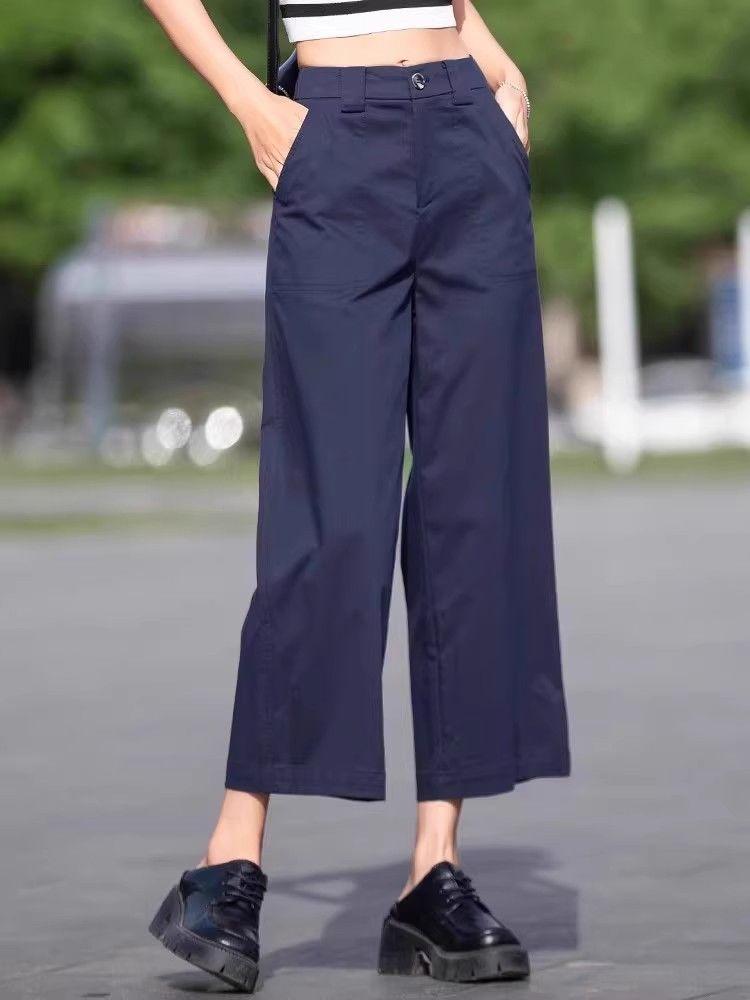 Product Introduction of Tencel Wide-Leg Pants for Women, Summer Thin Style, Slimming High-Waisted Straight Pants, Petite Eight-Point Loose Casual Nine-Point Pants 6
