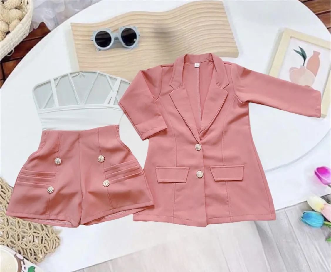 ̣(S122) Thiết kế vest quần đùi tuyết mưa mềm mịn mát mẻ cho bé gái 9-30kg Thun