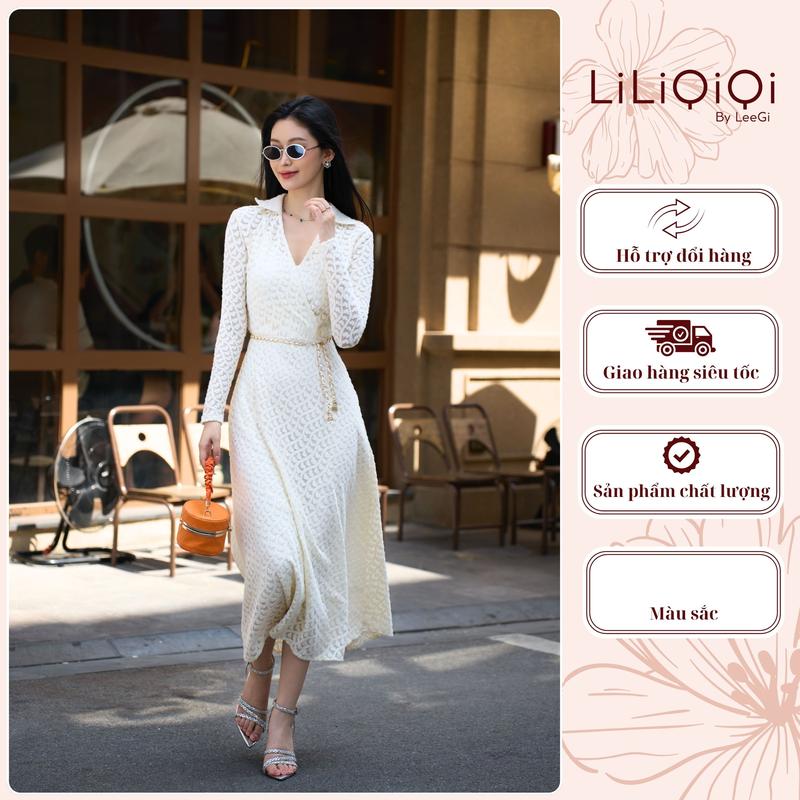  Đầm Ren Nữ Thiết Kế Cổ Tim Vạt Chéo LiLiQiQi By Leegi Điệu Đà Sang Chảnh  Kèm Dây Đai  - DD679 