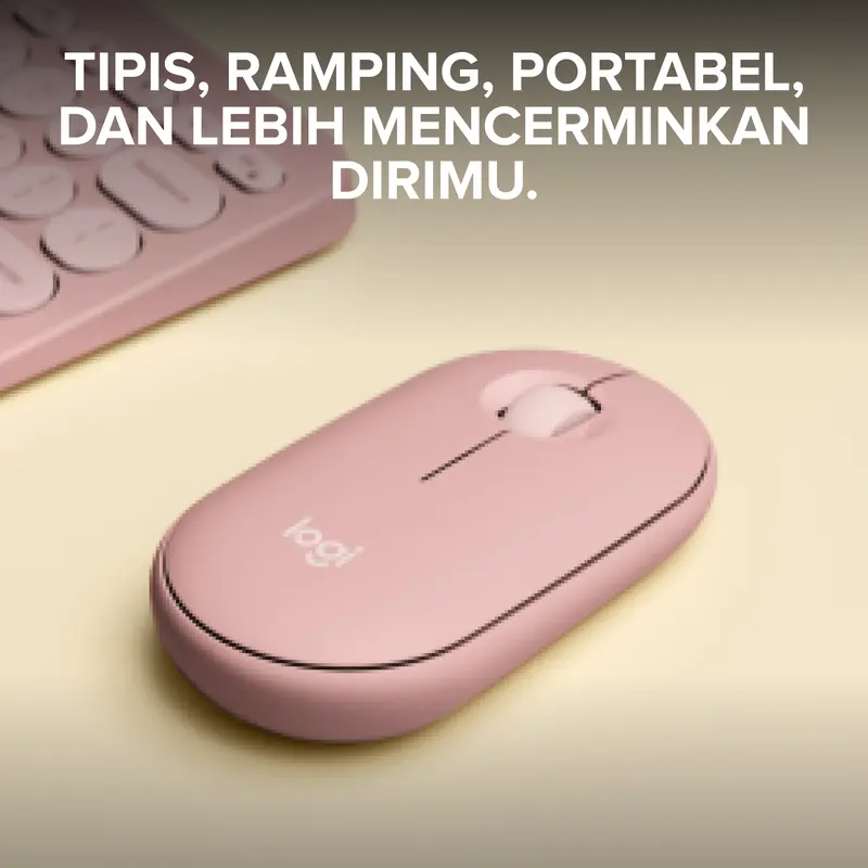 Logitech Pebble 2 M350s Mouse Wireless Bluetooth Slim Silent dilengkapi dengan Baterai untuk Laptop, Computer. Komposisi bahan lebih dari 50% Plastik Daur Ulang Ramah Lingkungan 1
