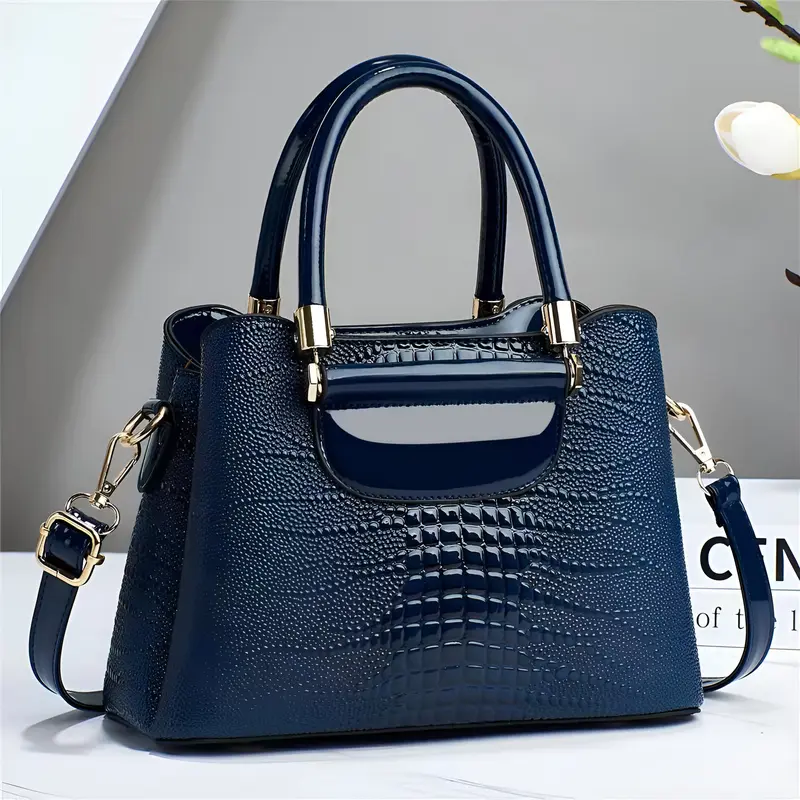 Tas Selempang Wanita  Kulit PU 460 Motif Croco Leads Fashion Hitam Cokelat Navy Tas Korean Style Tas Kerja Wanita Tas Tangan Murah 0