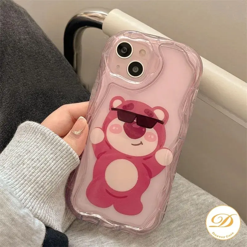 Casing Lembut Lotso Lucu Untuk OPPO A54 A16 A58 A38 A17 A57 A15 A77 A18 A78 A12 A17K A77s A53 A7 A5s A76 A16K A54s A3s A1K A55 A98 A12E A74 A95 A16E A52 A96 A31 A9 A5 Reno 8T 8Pro 8F 7Z 5 5F 6 Kartun Beruang Stroberi 3D Sampul Transparan Tepi Bergelombang 1