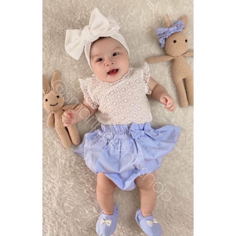 Product Introduction of Setelan Baju Brukat Jumper Rok Anak Bayi Perempuan Usia 0-6 Bulan Lucu Pakaian Baby Girl Kekinian Pergi JAlan Kondangan AGATHA JUMPER SET 2