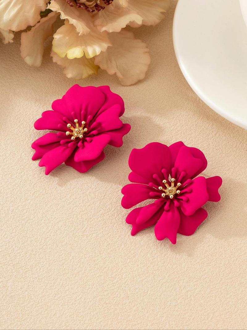 Product Introduction of Women's Cute Flower Design Stud Earrings, 6 Pairs Elegant Multicolor Stud Earrings for Party, Daily Decor, Trendy All-match Vintage Jewelry for Birthday Gift 9