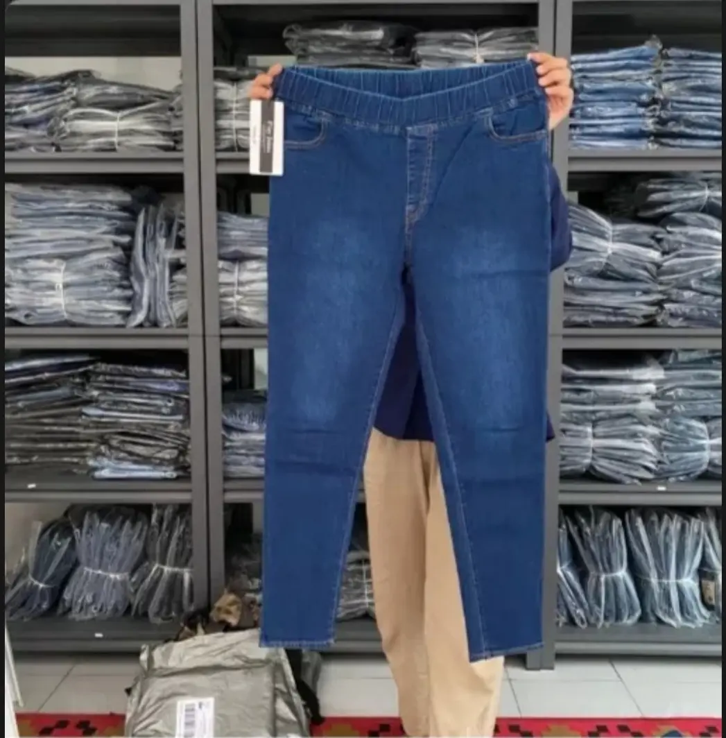 PROMO TERMURAH JEANS EXTRA JUMBO WANITA PINGGANG KARET 27-42