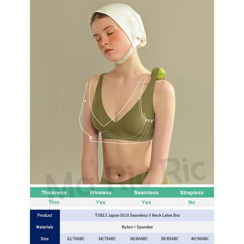 (SG Instock) Japan Suji bra seamless wireless V neck latex bra (seamless. Strapless. Sports) -tsb13 1