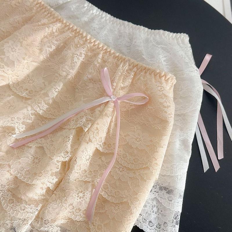 Product Introduction of Fashion JK Lolita Lace Safety Pants Ruffled Bowknot Summer Loose Short Pants Multi-layer Anti-glare Safety Shorts Women Clue 16