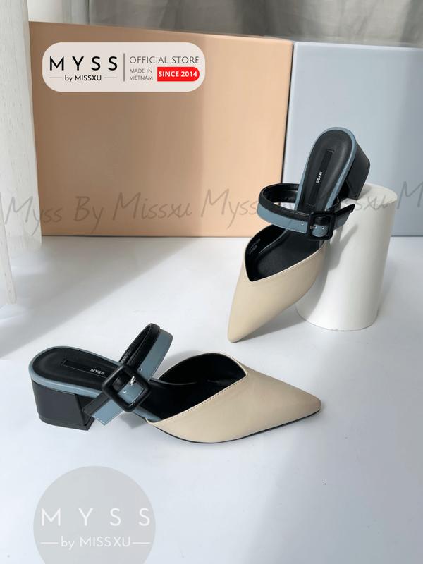 MYSS - Giày guốc sục nữ mũi nhọn phối khóa bọc 5 cm thời trang  - SU112 Shoes DéP 2