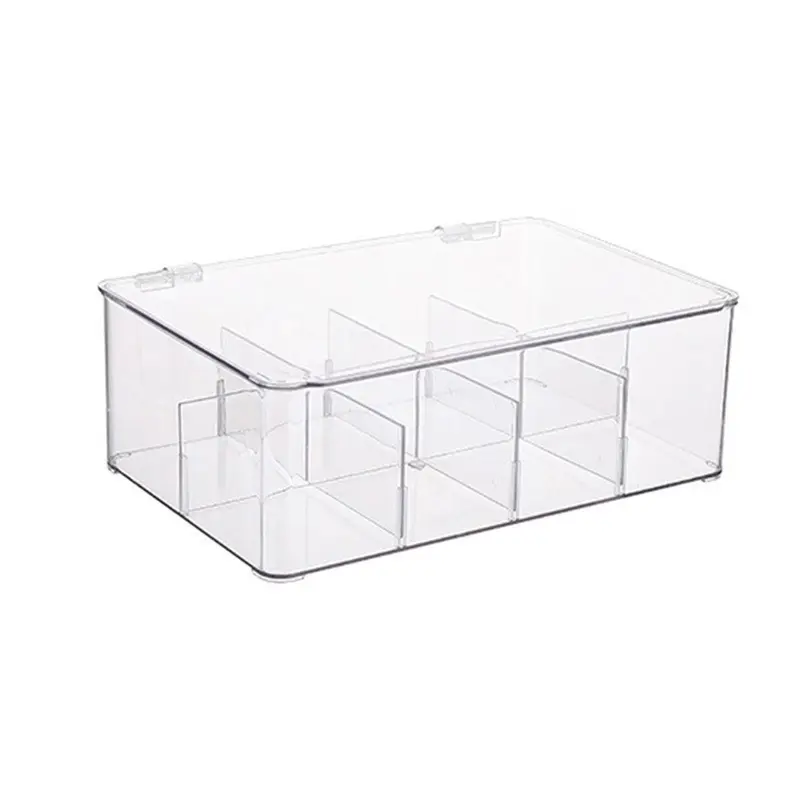 Tea Bag Storage Box, 1 Count Clear Tea Bag Organizer with Lid, Desktop Storage Container for Home Office Dormitory Kitchen 6