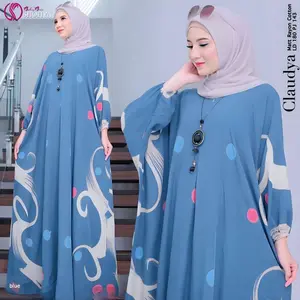 Kaftan Lebaran 2023 - Claudya Kaftan Batik Lukis Kuas Handmade Soft Color Jumbo Maksi Busui Lengan Panjang by Batik Sam Joyo