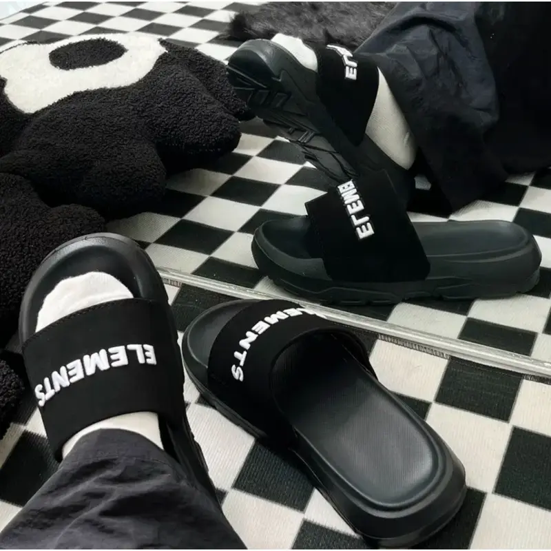 Dép Elements Silde Chunky chữ thêu nam nữ ( D-E02) - Dép quai ngang Elements nam nữ chữ thêu dế cao Slipper DéP 5