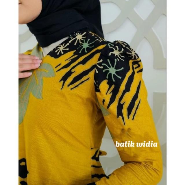 Product Introduction of Tunik Batik Modern Wanita Lengan Panjang Puffy Shoulder Tunik Mustika By Batik Widia Katun Motif Seragam Kerja 4