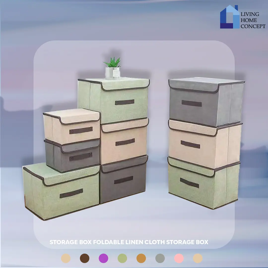 Storage Box Foldable Linen Cloth Storage Box Supplies Organizer Storage Box Organizer Pakaian Kotak Simpan Barang Box Simpan Baju small storage box bakul mainan