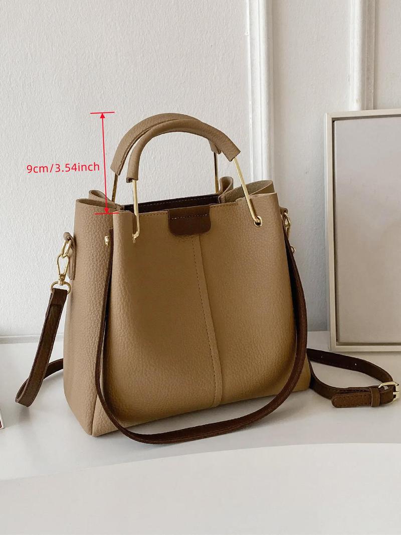 Product Introduction of Women's Fashionable Lychee Pattern Handbag, Casual Pu Leather Shoulder Bag for Daily Used, Trendy Versatile High-quality Daily Commuting Bag 7